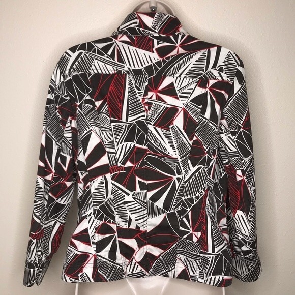 Chicos Tropic Sketch Coren 3/4 Chocolate Button Up Jacket Women Size Small - Picture 5 of 13